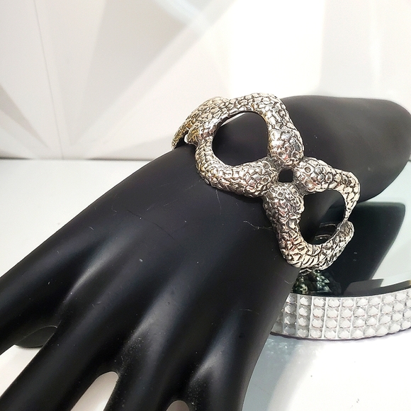 ESPERANZA Mexico 925 Silver 4 Headed Snake Cuff Bracelet - Picture 3 of 6